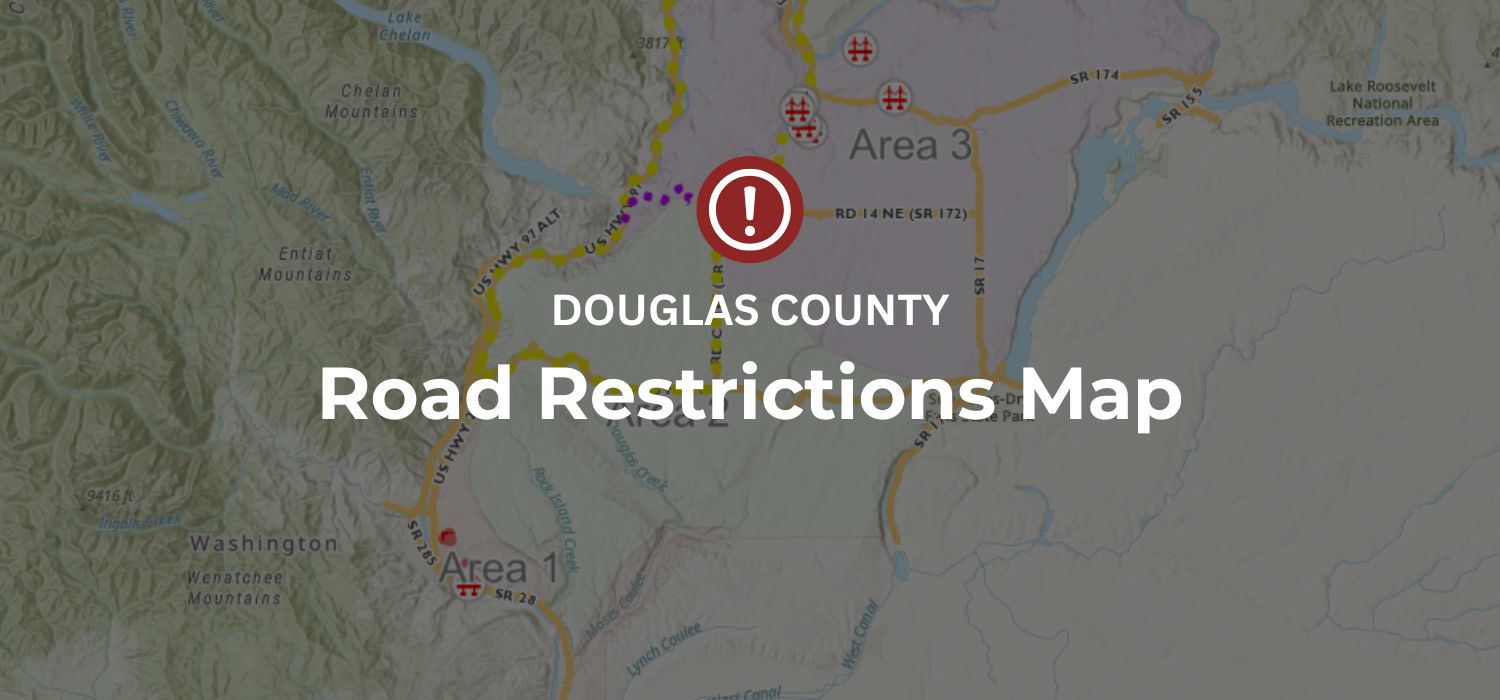 Screenshot of a map with the words "Douglas County Road Restrictions Map"